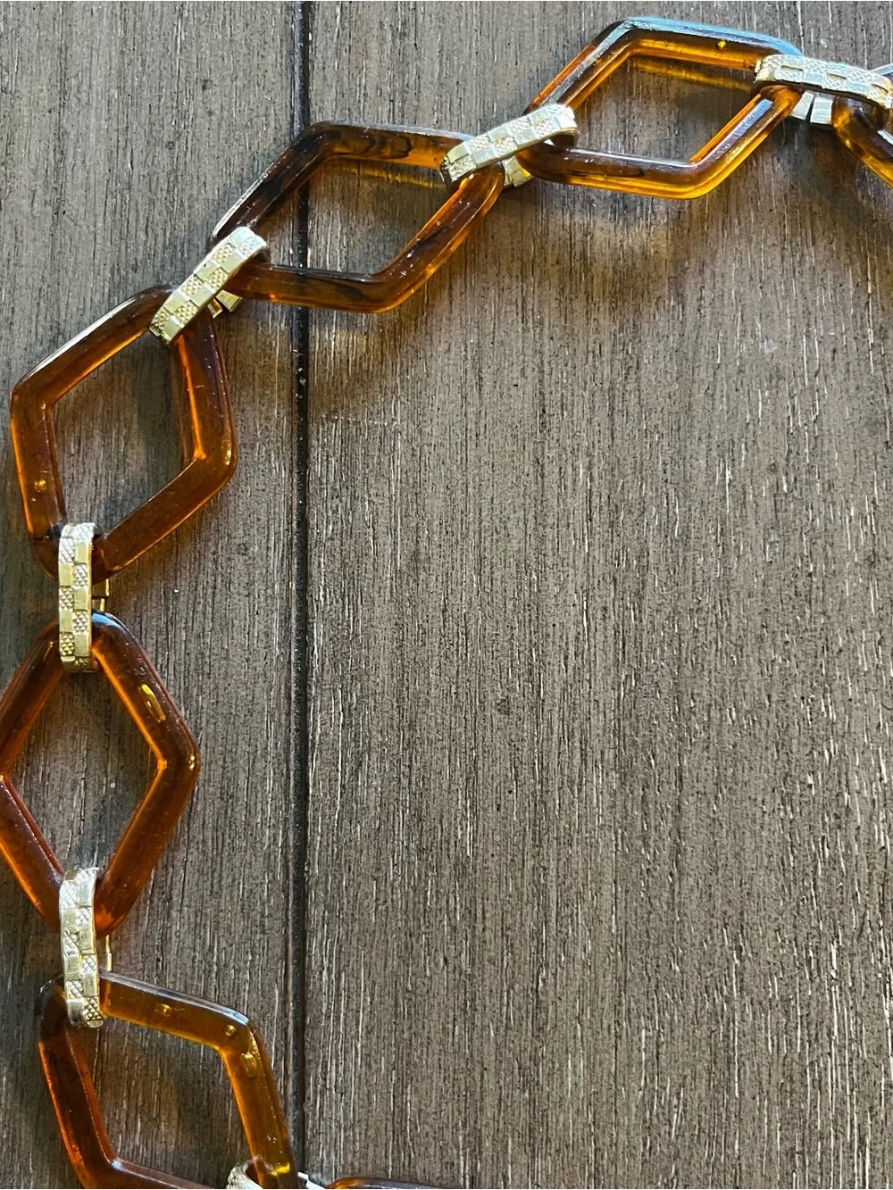 Vintage Y2K Tortoiseshell Chain Belt | Geometric Resin Hip Belt